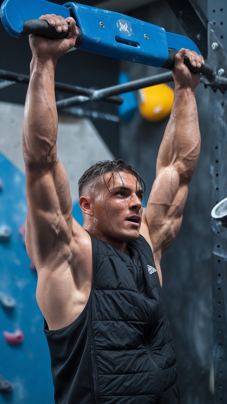 A person doing a workout, highlighting their strength and focus